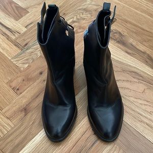 Zara black leather ankle boots